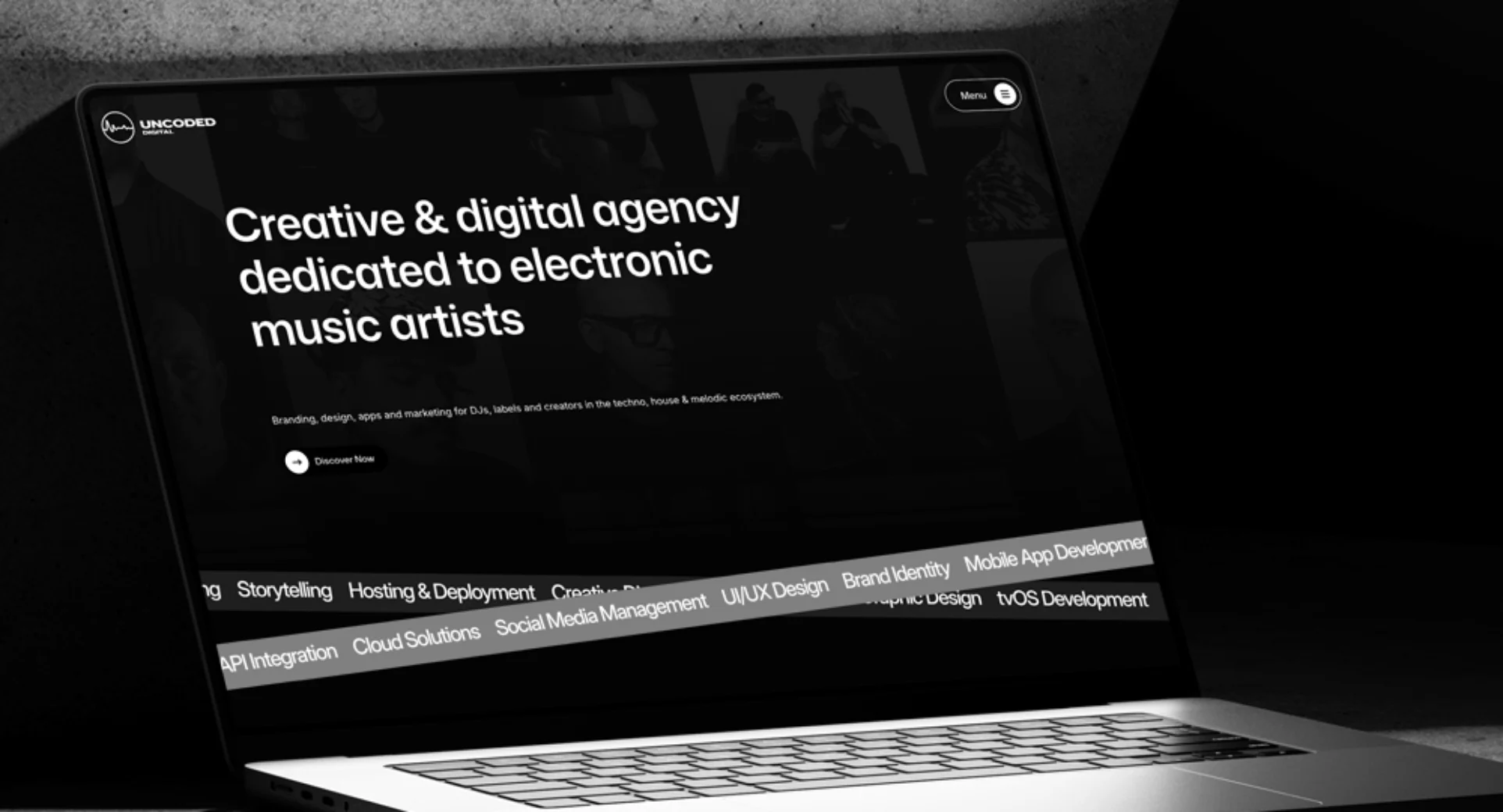 Uncoded Digital creative agency website dedicated to electronic music artists